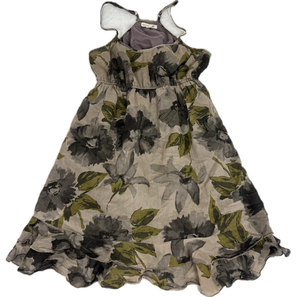Grunge Floral Earth Toned Ruffle Hem Dress Romantic Women's/Juniors Size M